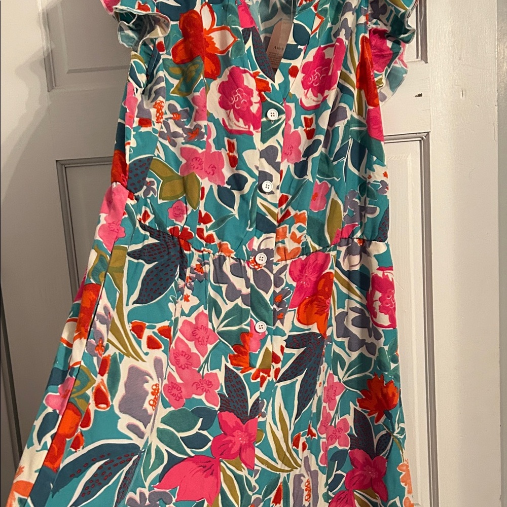 BloomChic Floral Jumpsuit - Pink, Orange, Green, Blue size 2X 18/20 NWT wide leg - Picture 4 of 10